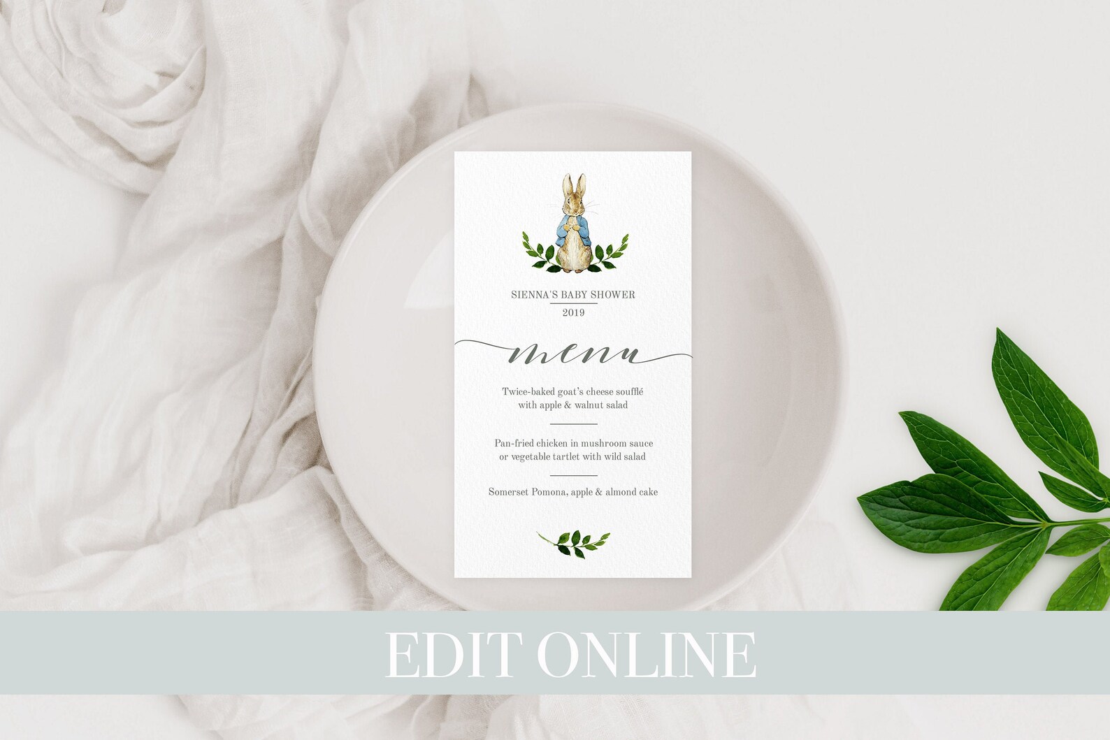 Peter Rabbit Menu Peter Rabbit Baby Shower Rabbit Baby - Etsy