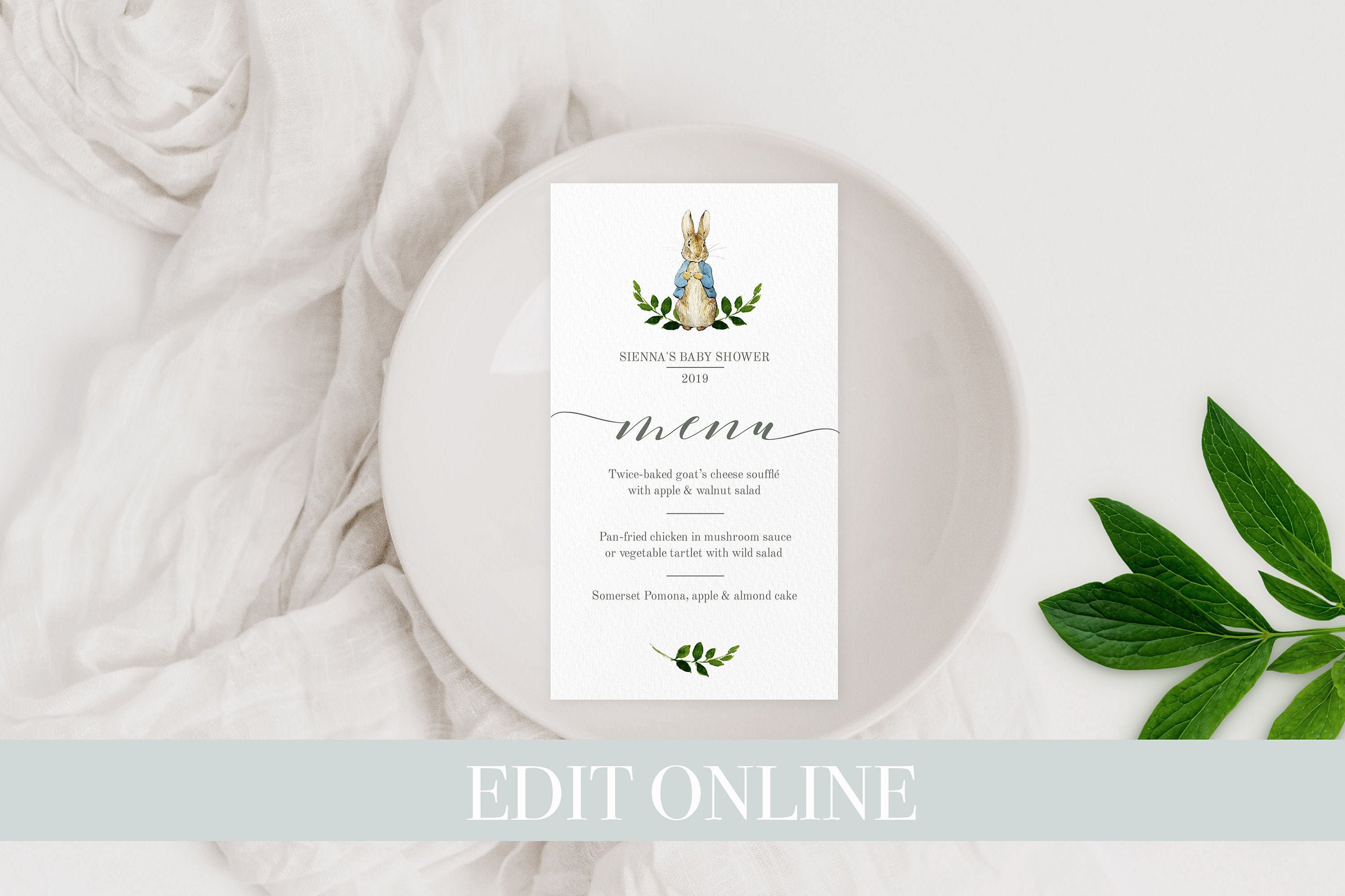 Peter Rabbit Menu Peter Rabbit Baby Shower Rabbit Baby Etsy UK