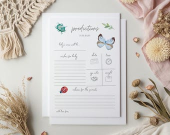 A little Love Bug Baby Shower Prediction Card | Cute Bug Wishes for baby | Garden Baby Shower