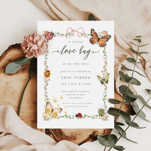 Autumn little Love Bug Baby Shower Invitation | Cute Bug Baby Shower Invitation | Garden Baby Shower