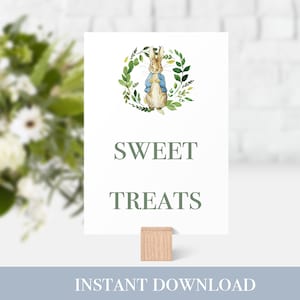 Peter Rabbit Treats Sign |  Printable Peter Rabbit Treat Table Sign | Peter Rabbit Baby Shower | Peter Rabbit Birthday