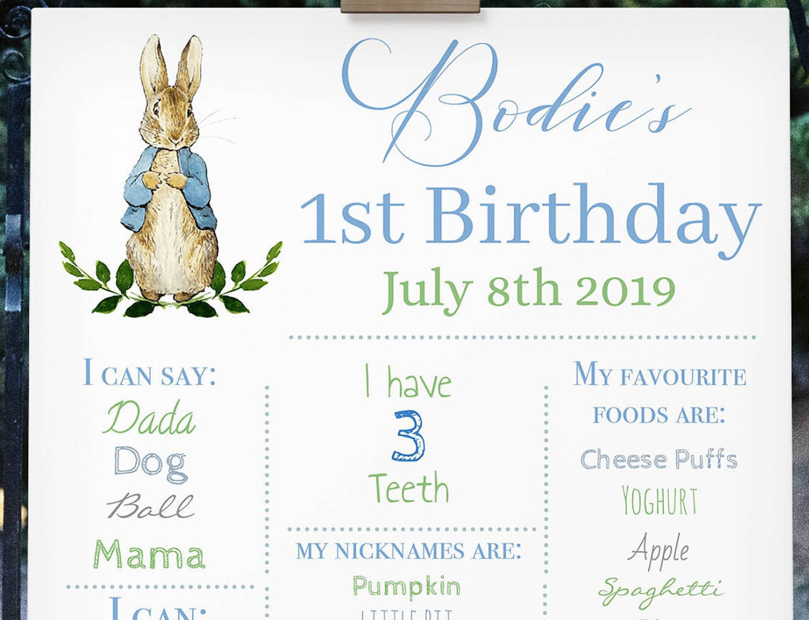 Peter Rabbit Milestone Sign Editable | Peter Rabbit 1st Birthday Sign ...