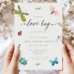 A little Love Bug Baby Shower Invitation | Cute Bug Baby Shower Invitation | Garden Baby Shower