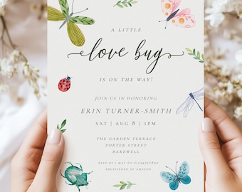 A little Love Bug Baby Shower Invitation | Cute Bug Baby Shower Invitation | Garden Baby Shower