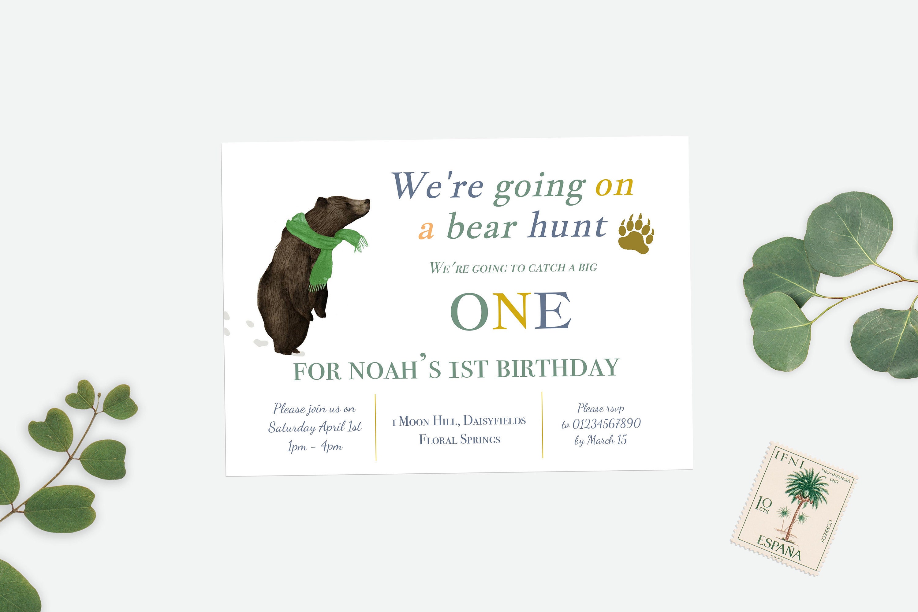 Woodland First Birthday Invitation | We're Going on a Bear Hunt ...