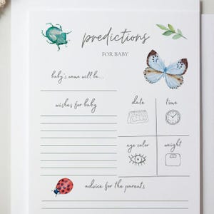 little love bug baby shower prediction cards
