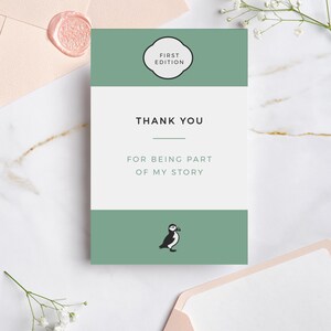 Merci d'anniversaire du 1er chapitre | Merci pour l'anniversaire de One For The Books |  Carte de remerciement, anniversaire, thème du livre