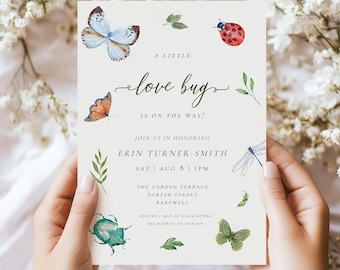 A little Love Bug Baby Shower Invitation | Cute Bug Baby Shower Invitation | Garden Baby Shower
