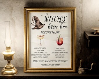 Halloween Bar Sign | Wizard Birthday Bar Sign | Pick Your Poison | Halloween Cocktail Bar