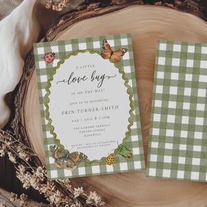 Love Bug Baby Shower Invitation: Gingham Garden Theme