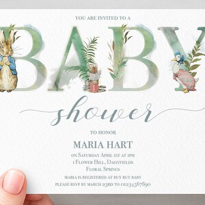 Peter Rabbit baby shower Invitation INSTANT Watercolour Digital Personalised DIY Printable id:856753 image 3
