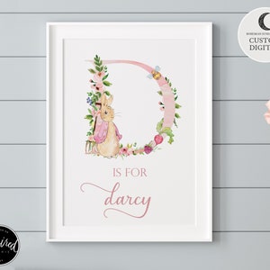 Peter Rabbit Nursery Printable | Custom Peter Rabbit New born Gift | Peter Rabbit New Baby Girl Gift | Peter Rabbit Initial Digital Print