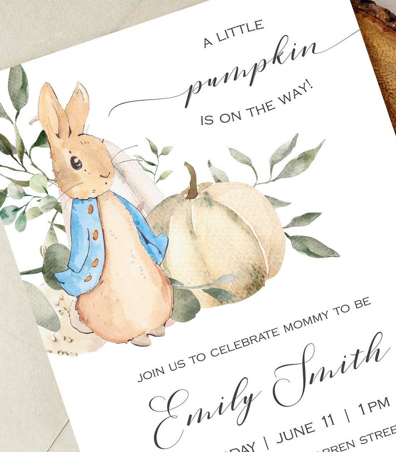 Peter Rabbit Baby Shower Invitation Peter Rabbit Pumpkin Etsy UK