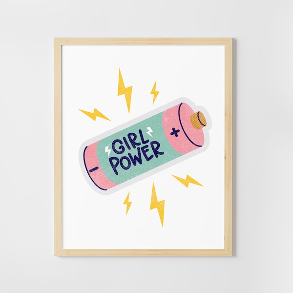 Girl Power Print | Girl's Room Print | Colourful Kids Print | Printable Wall Art