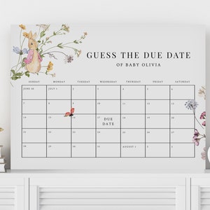 Peter Rabbit Guess The Due Date | Flopsy Rabbit Baby Shower Guess The Due Date | Floral Baby Shower |