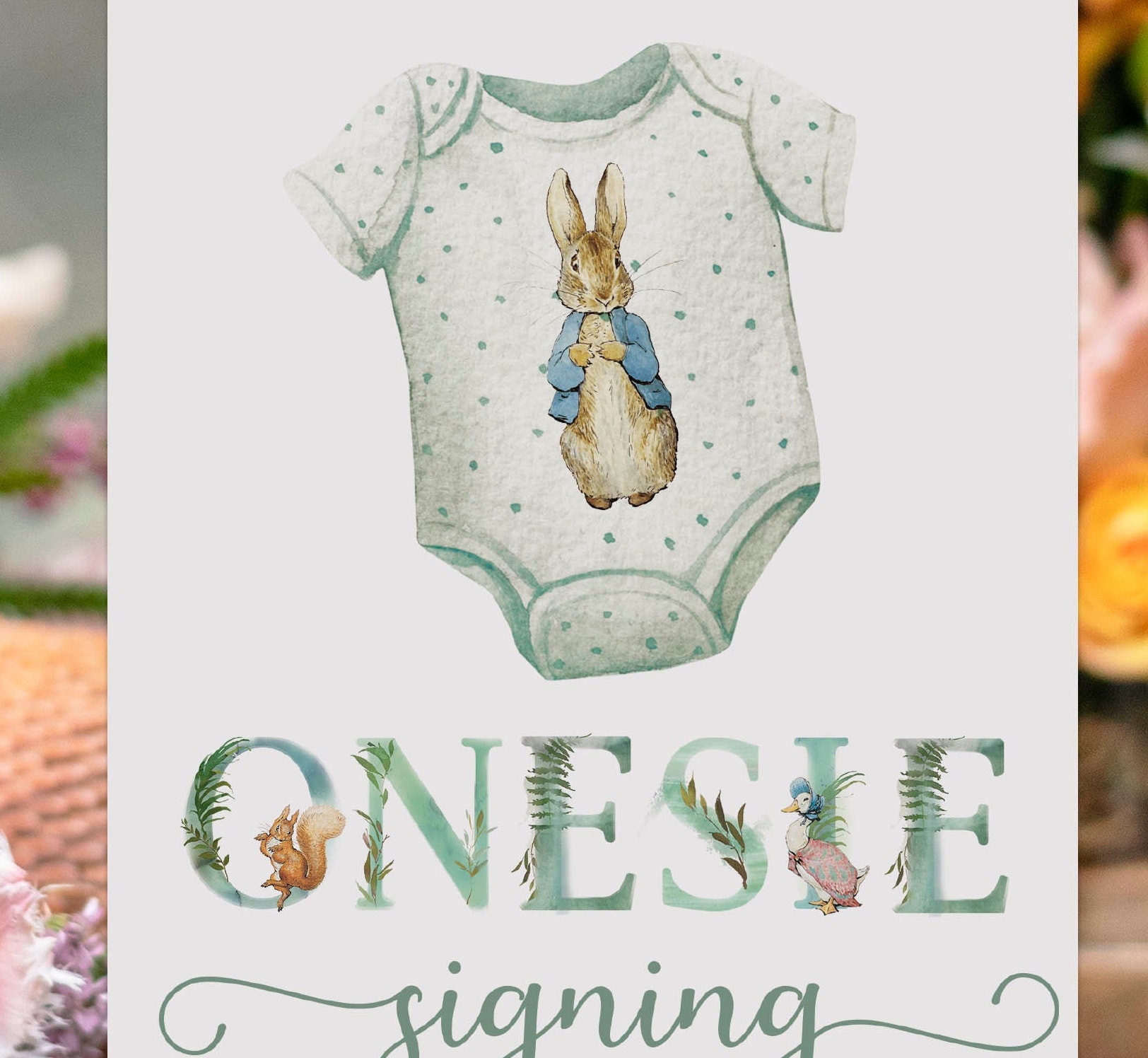 Peter Rabbit Restroom Sign Peter Rabbit Baby Shower Sign | Peter Rabbit Onesie Station | Onesie ...