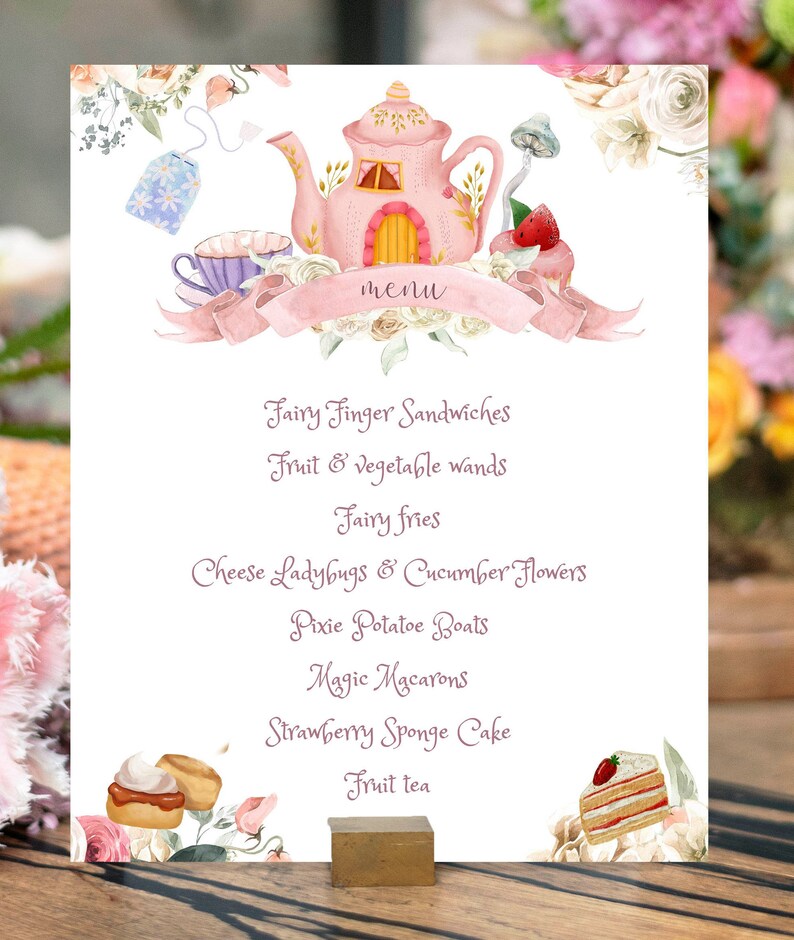 fairy party tea party menu