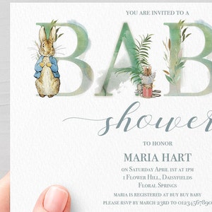 Peter Rabbit baby shower Invitation INSTANT Watercolour Digital Personalised DIY Printable id:856753 image 4