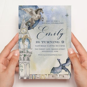 Fairytale Invitation | Unicorn and Dragon Birthday | Pegasus invitation | Dragon Invitation | Princess Castle Birthday