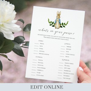 Peter Rabbit Baby Shower Game |  Peter Rabbit what&#39;s in your purse? | Baby Shower Game | Peter Rabbit Baby Shower
