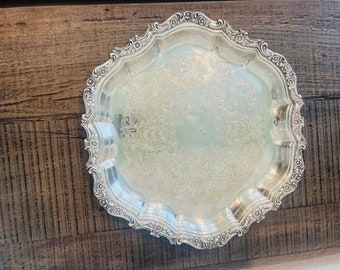 vintage silver plate tray, serving tray