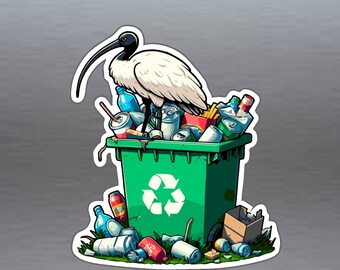 Aussie bin chicken white ibis vinyl sticker 84 x 97 mm (3.3 x 3.9 inches )