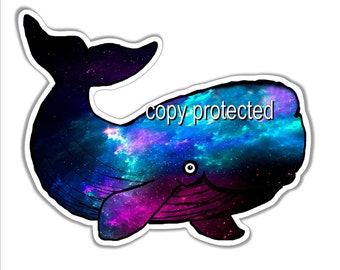 Space whale with a bright starry sky vinyl car  bumper sticker. Approximately 120 x 96 mm  ( 4.7 x 3.7 inches)
