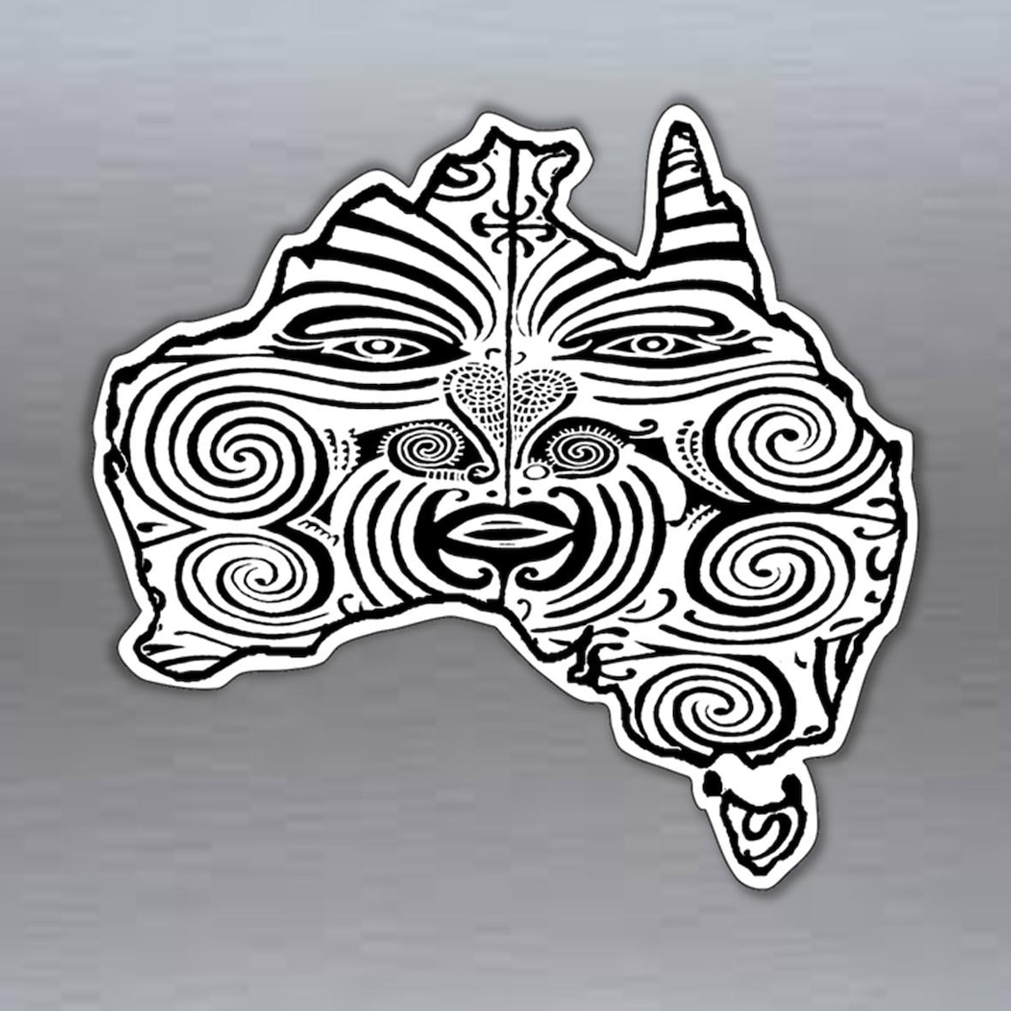 Maori Moko Face in Australian Map Vinyl Sticker for Kiwis New ...