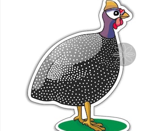 Guinea fowl hen royal purple breed vinyl stickers for car laptop  Approximately 100 x 74 mm  ( 4 x 3 inches) each