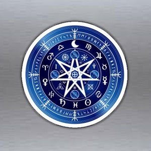 Blue septagram and astrological seven pointed star symbol protection car bumper vinyl sticker laptop car bumper stickers 97 mm ( 3.9 inches)