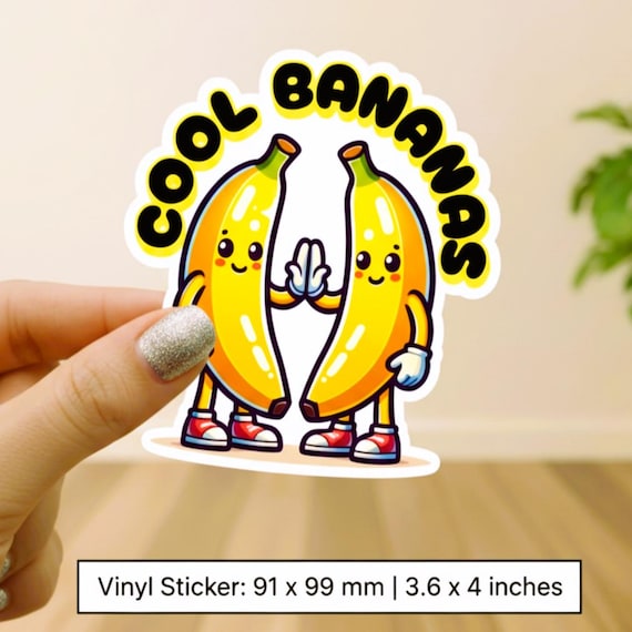 Cool Bananas Vinyl Sticker | Cute Banana Cartoon Decal I Positive