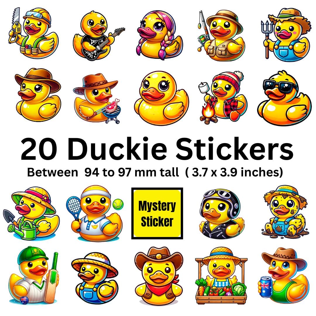 Ducky Sticker Fun Rubber Duckie Vinyl Sticker Set - 20 Different Duckies – Collect ...