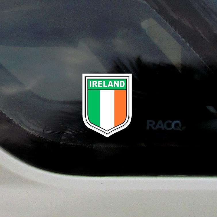 Irish Vinyl Car Sticker Flag of Ireland in Shield 78 X 100 Mm ( 3 X 4 ...