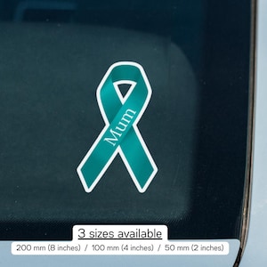 Sticker personnalisé cancer de l'ovaire - ruban vinyle imperméable bleu sarcelle - nom ou mot personnalisé