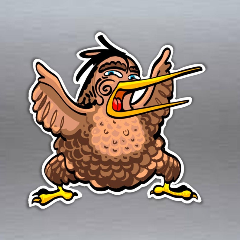 funny kiwi bird doing haka vinyl sticker new zealand maori for etsy