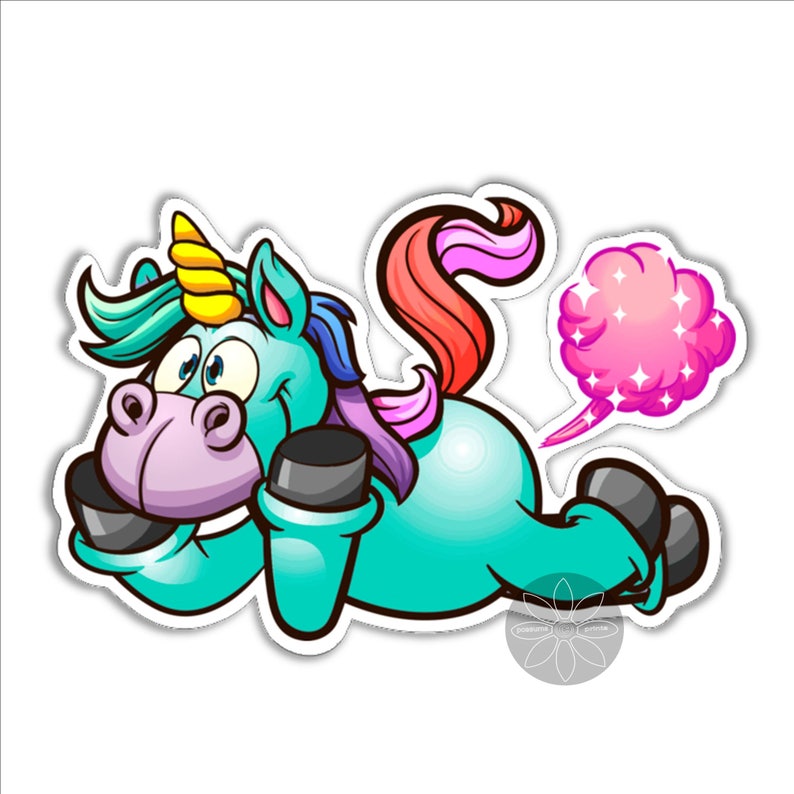 Farting Unicorn Vinyl Sticker Colorful Funny Cartoon | Etsy
