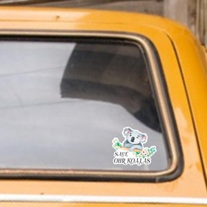 Save our koalas vinyl sticker car laptop with watercolour Australian koala Approx 105.3 x 91.1 mm ( 4.2 x 3.6 inches) image 5