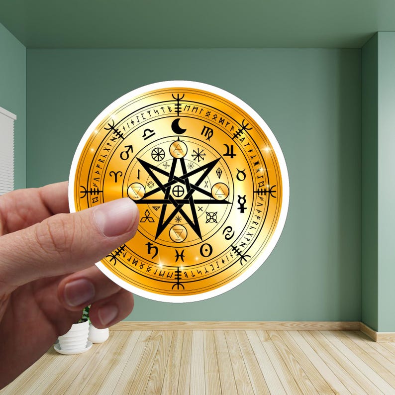 Seven Rayed Heptagram Golden Septagram Heptagram Sticker. Seven Pointed Symbol, Quality ...