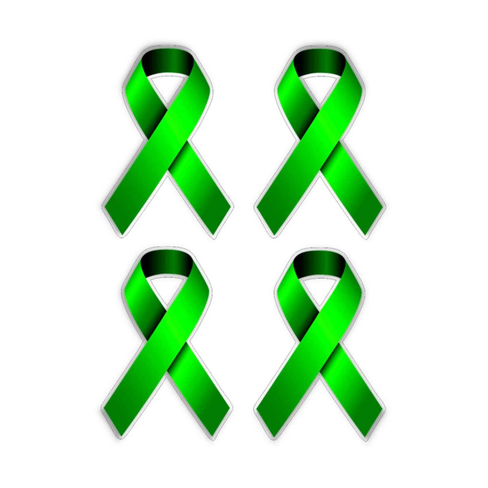 4 X Green Ribbon Mental Health Awareness Ribbon Vinyl Sticker for Car ...