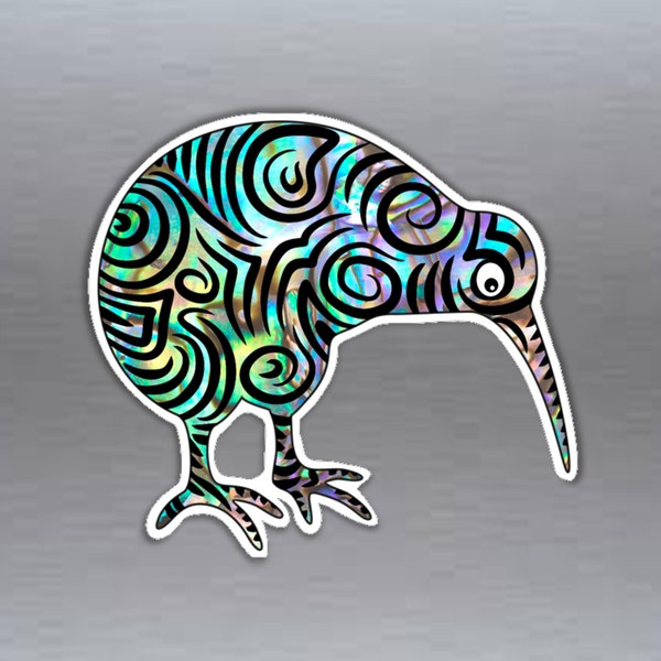 Kiwi bird paua New Zealand vinyl sticker tribal tattoo style  NZ  car laptop  Approximately 100 x 90 mm  ( 3.9 x 3.5 inches approx )