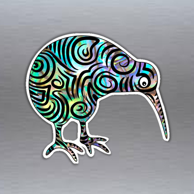 kiwi bird paua new zealand vinyl sticker tribal tattoo