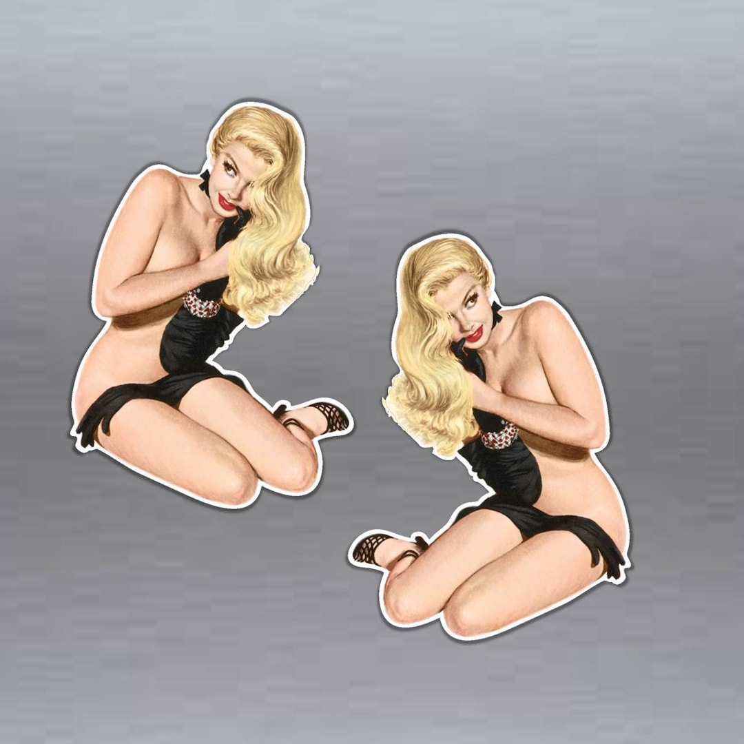 Sexy Pin up Girls Vinyl Sticker Blonde Wearing Nothing