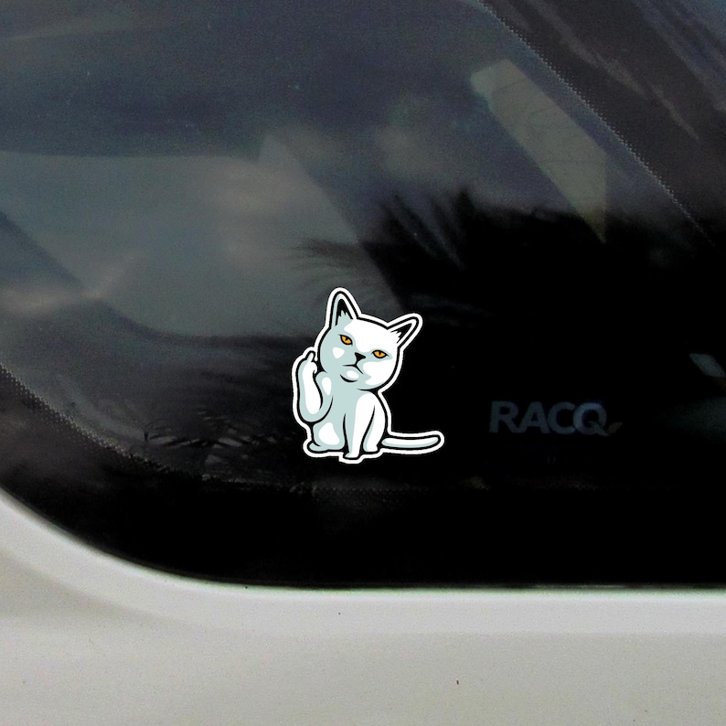 Funny Cat Vinyl Sticker FU Cat Finger Rude Funny Hand Gesture - Etsy