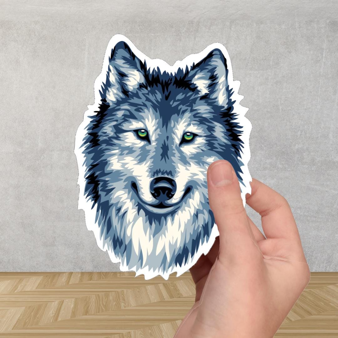 Blue Wolf Sticker. Quality Waterproof Vinyl Laptop, Water-bottle ...
