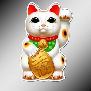 Lucky cat Maneki Neko vinyl stickers car laptop sticker good luck fortune waving money cats   120 mm tall ( 4.75 inches )