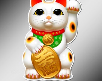 Lucky cat Maneki Neko vinyl stickers car laptop sticker good luck fortune waving money cats   120 mm tall ( 4.75 inches )