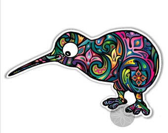 Colorful kiwi bird vinyl sticker New Zealand for car laptop  Approximately 130 x 83 mm  ( 5.2 x 3.3 inches) each