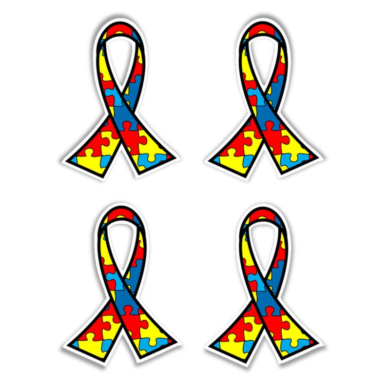 thumbnail image 2 of Set Of 2 Autism Awareness Iron-On Screen Print Ribbon Patches – Puzzle Piece Design 2 of 3