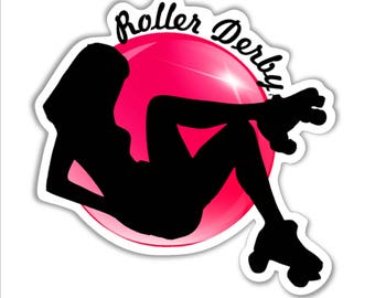 Roller derby skater girl chick vinyl sticker 88 mm approx ( 3.5 inches) for car bumper laptop