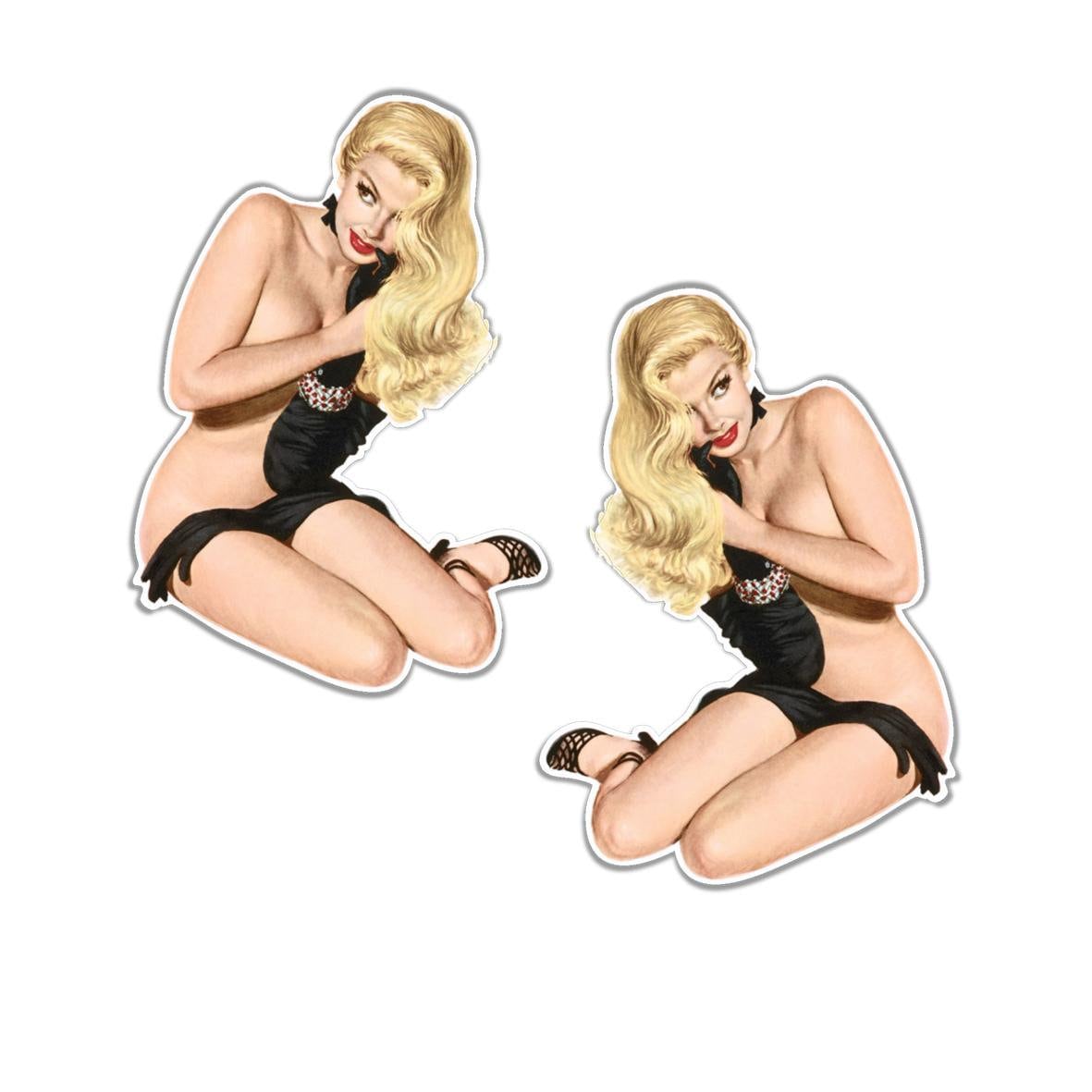 Sexy Pin up Girls Vinyl Sticker Blonde Wearing Nothing picture